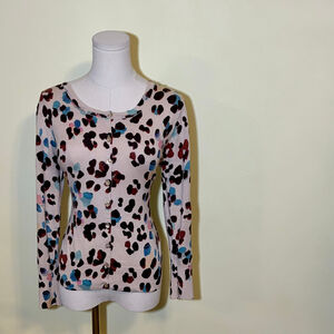 Charlotte Tarantola Women’s Leopard Knit Silk Cardigan, SZ L